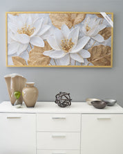 Quadro moderno floreale Gold Bouquet cornice minimal oro