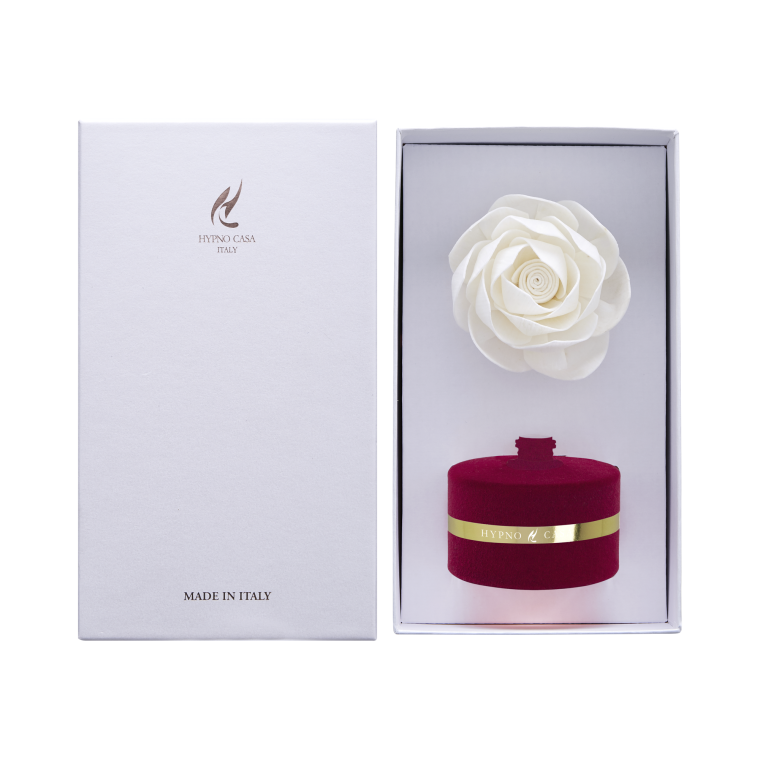 Diffusore con fiore Rosa effetto velluto cofanetto gift Melograno 60 ML