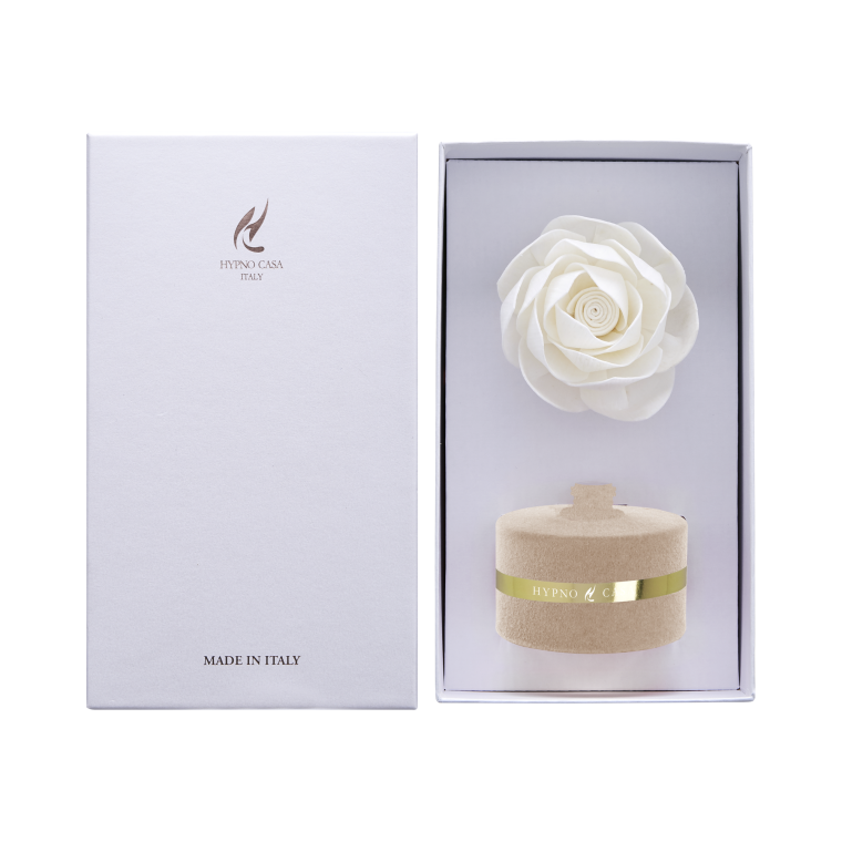 Diffusore con fiore Rosa effetto velluto cofanetto gift Sandalo Nobile 60 ML