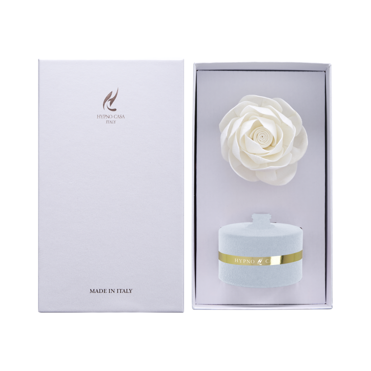 Diffusore con fiore Rosa effetto velluto cofanetto gift Acqua Marina 60 ML