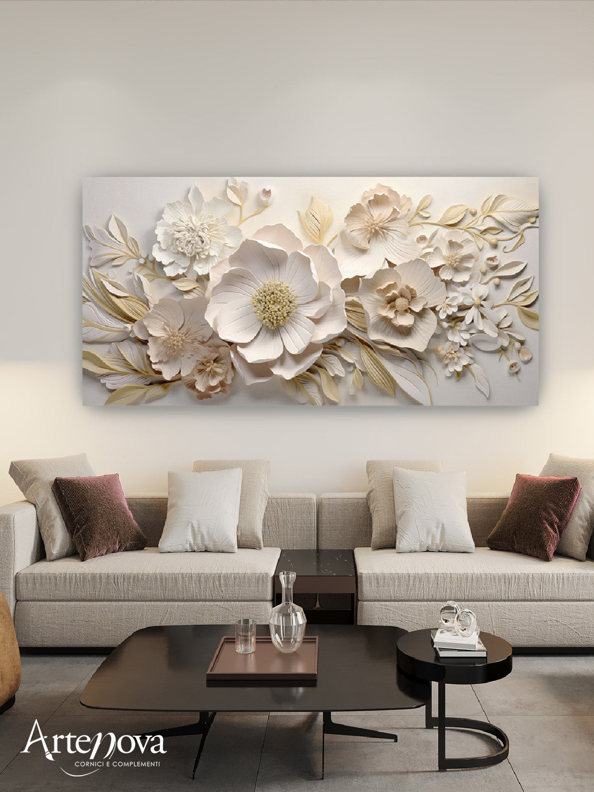Quadro moderno Beige Flowers