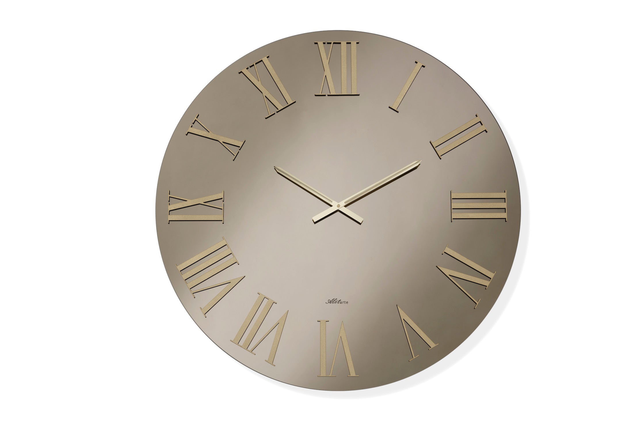 ABITARTE OROLOGIO DA PARETE IN SPECCHIO MIRA BRONZO E ORO