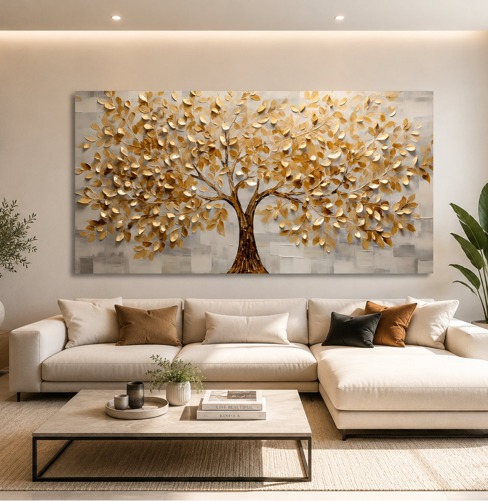 Quadro moderno floreale Gold Tree