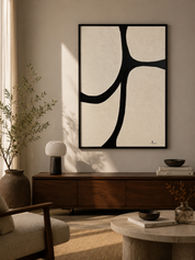 Quadro Dipinto Astratto Ordine Silenzioso cornice nera