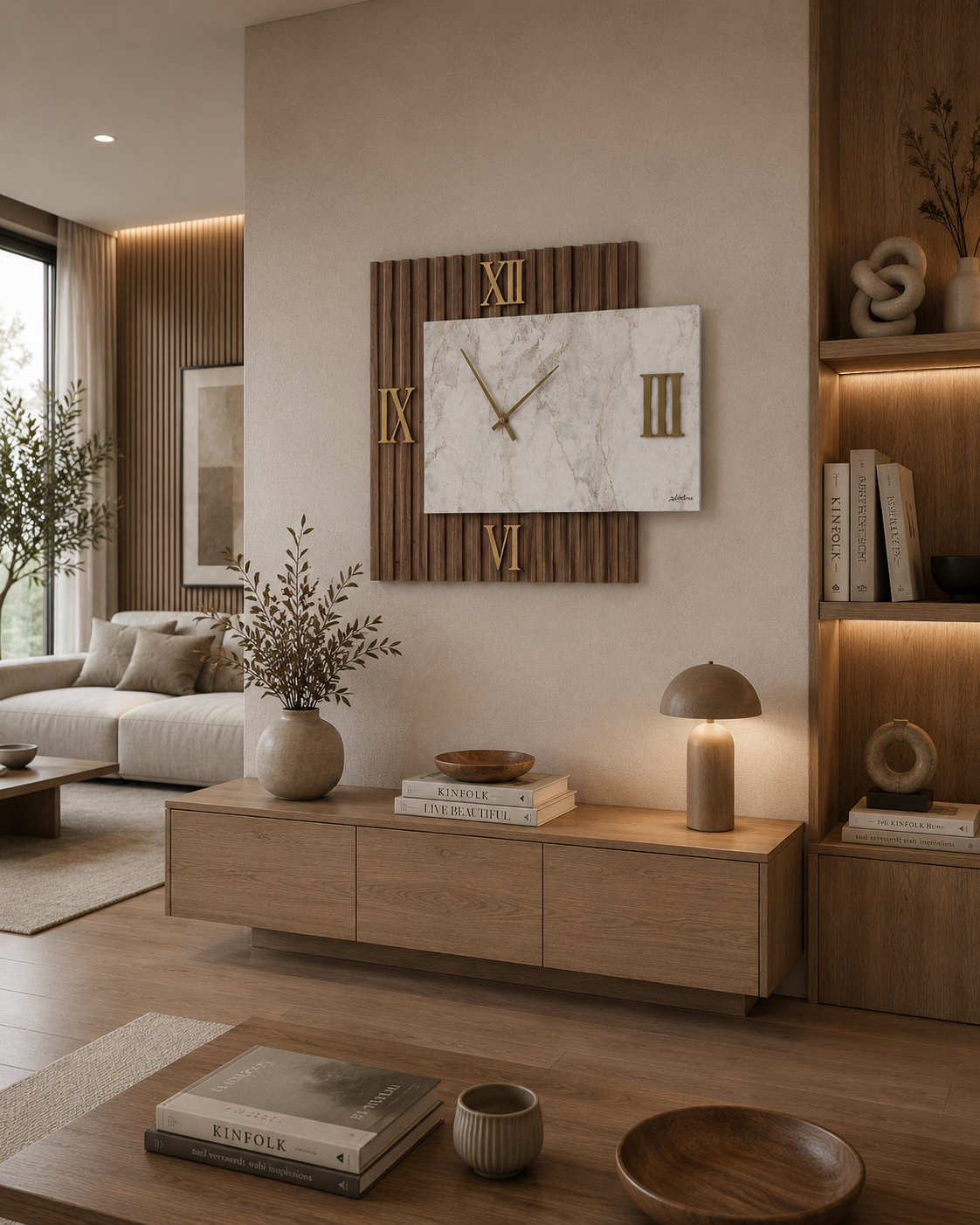ABITARTE OROLOGIO DA PARETE IN LEGNO CANNETTATO NOCE