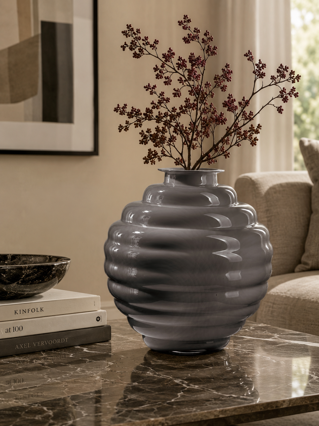 Vaso Anelli Onlylux Grigio 31 cm