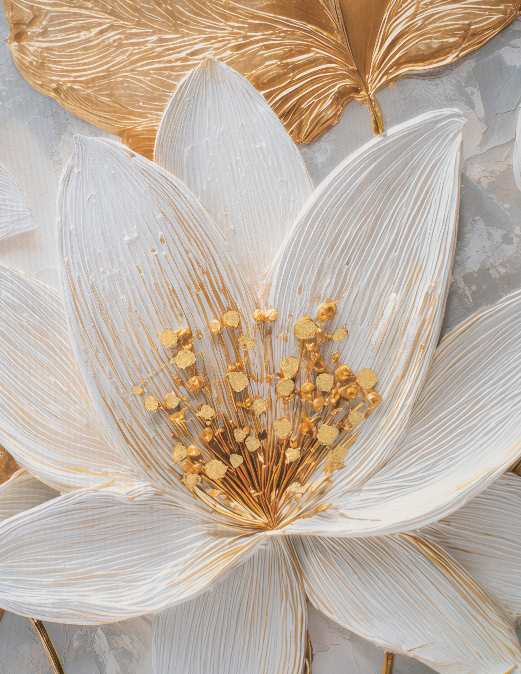 Quadro moderno floreale Gold Bouquet cornice minimal oro