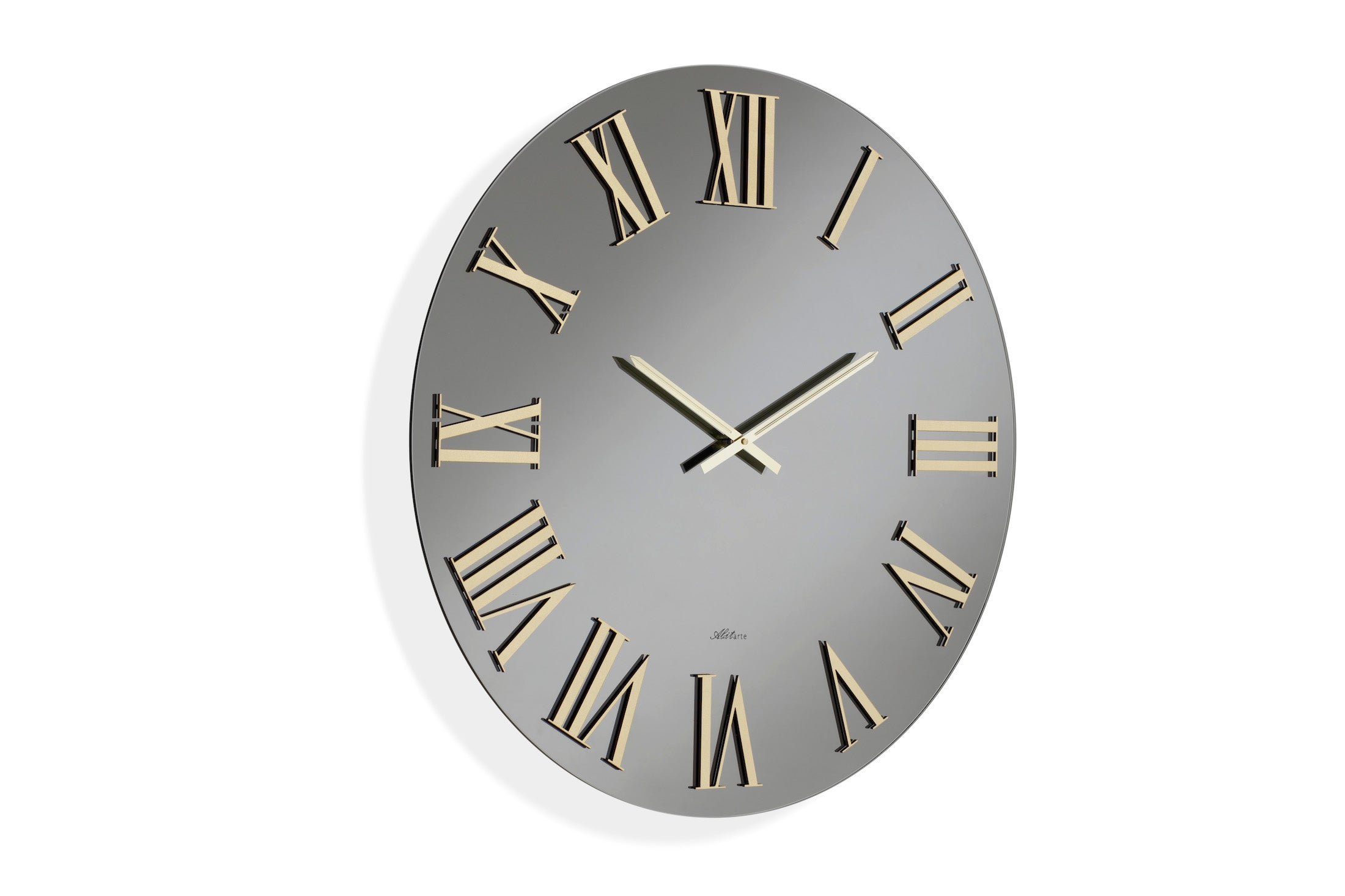 ABITARTE OROLOGIO DA PARETE IN SPECCHIO MIRA FUME' E ORO