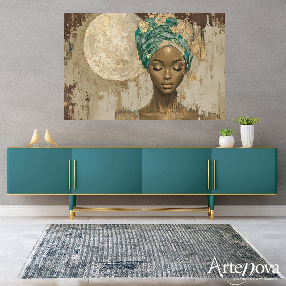 Figurativo moderno African Acqua marina