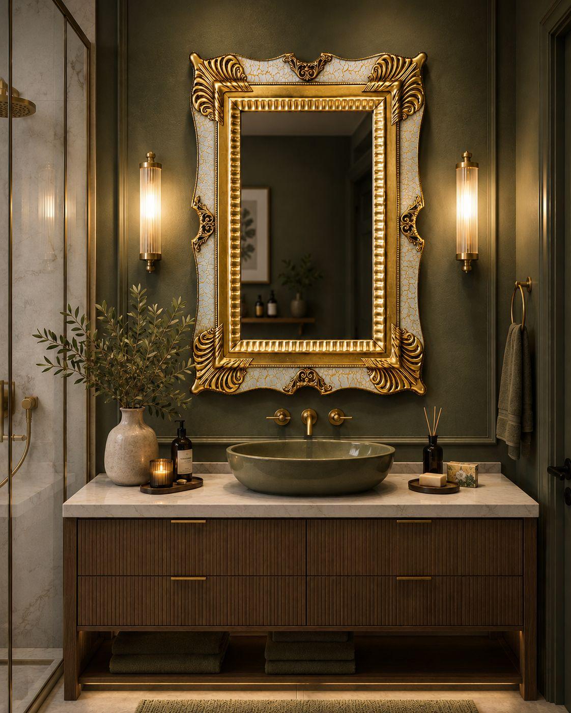 Specchiera Déco Oro e Avorio – Made in Italy