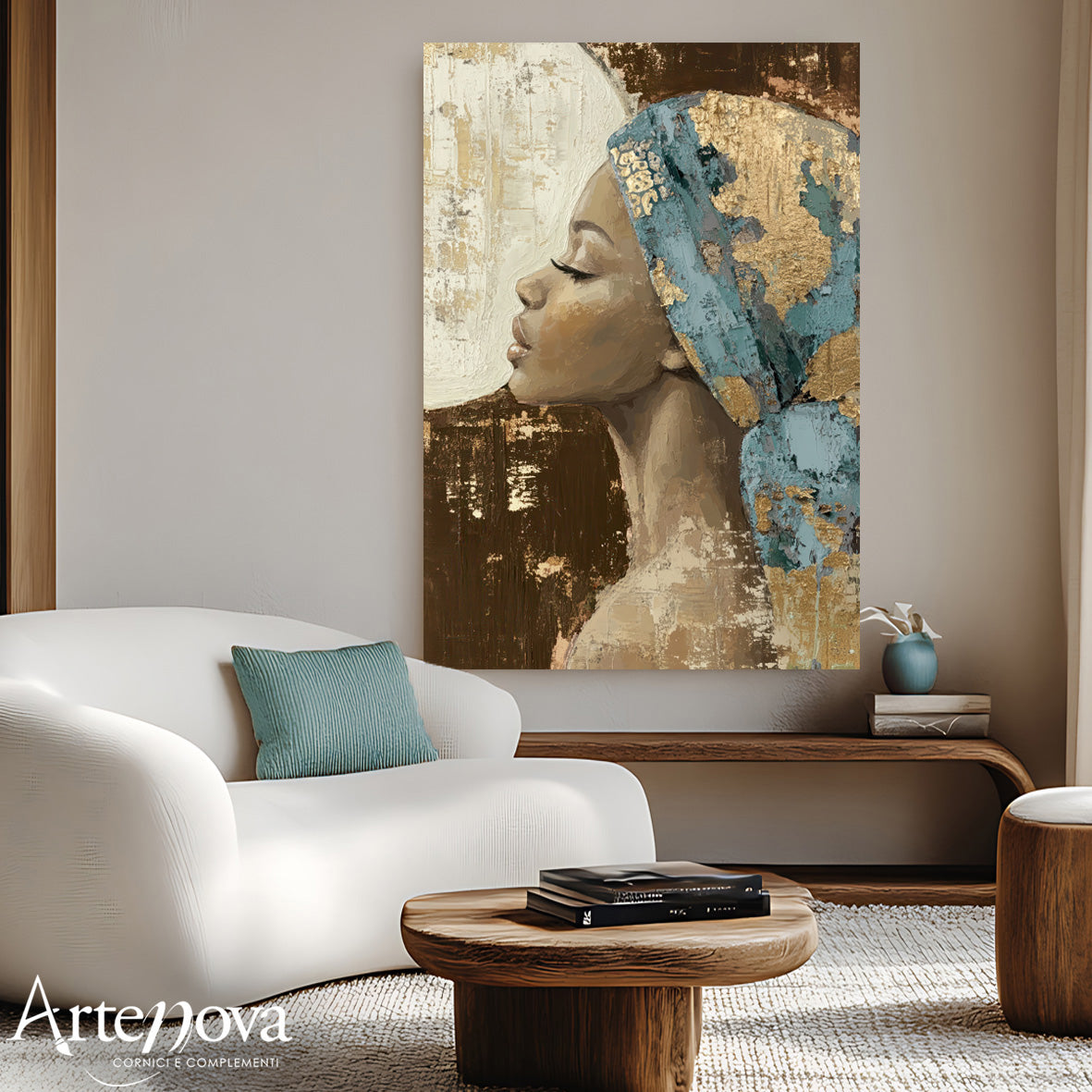 Figurativo moderno African Gold 2 Acqua Marina