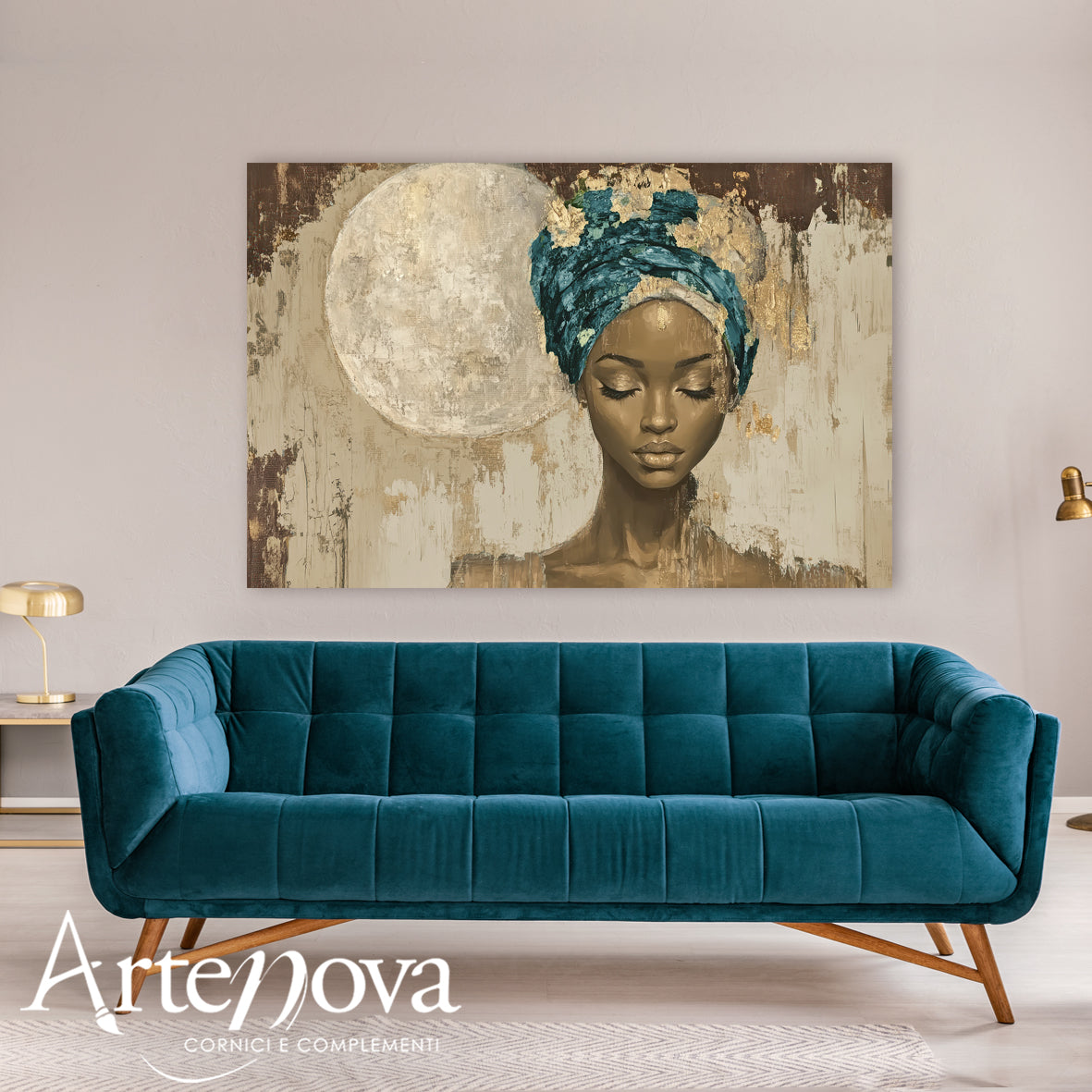 Figurativo moderno African Gold Blu Ottanio