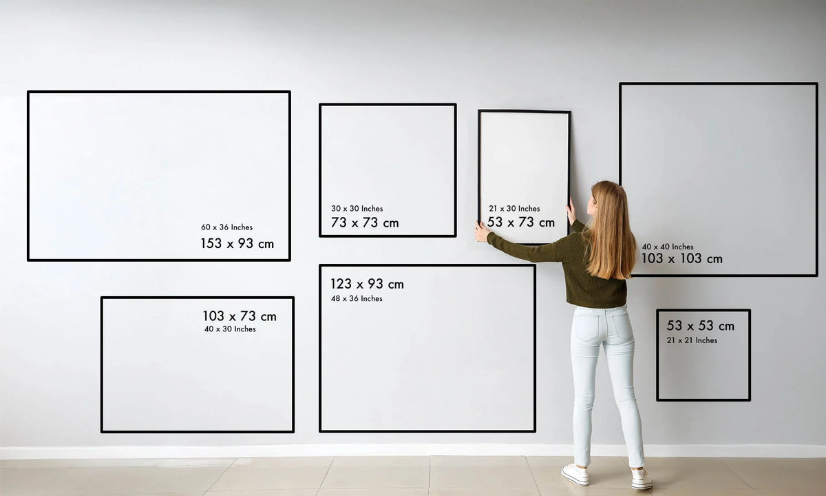 Guida alle misure Artenova: confronto dei formati su una parete
