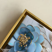 Quadro moderno Floreale Eleganza Azzura con cornice oro