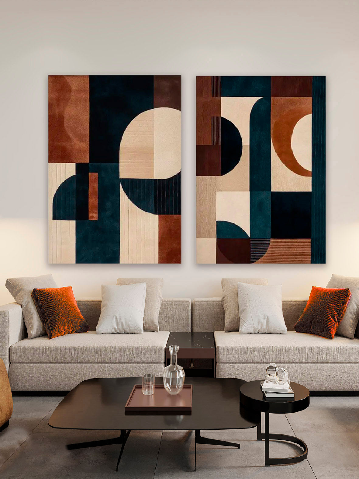 Quadro moderno Astratto Geometric ottanio