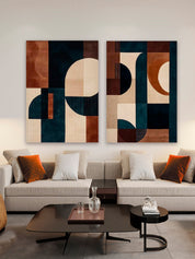 Quadro moderno Astratto Geometric ottanio