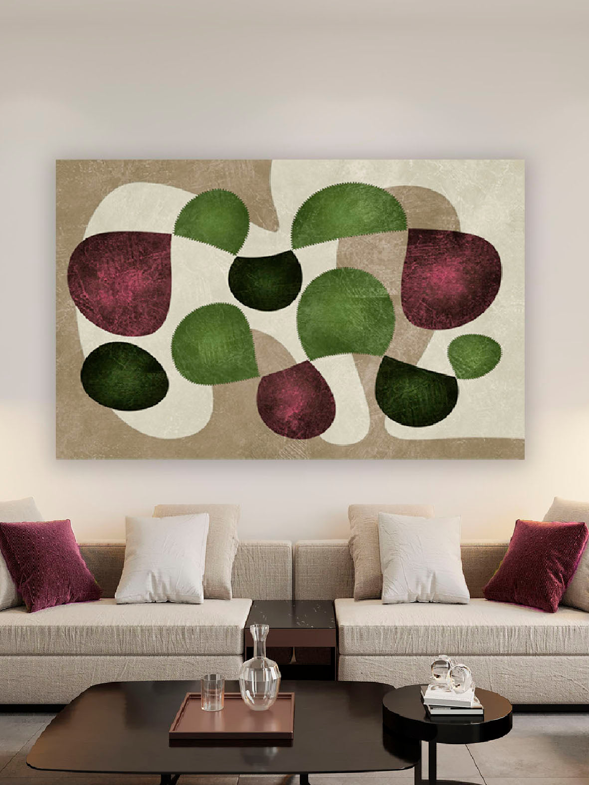 Quadro moderno Astratto Green Circles
