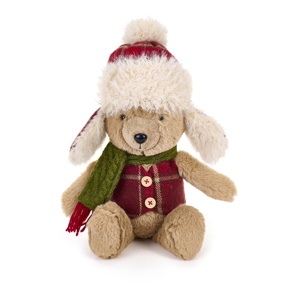 Orso seduto con cappello sherpa