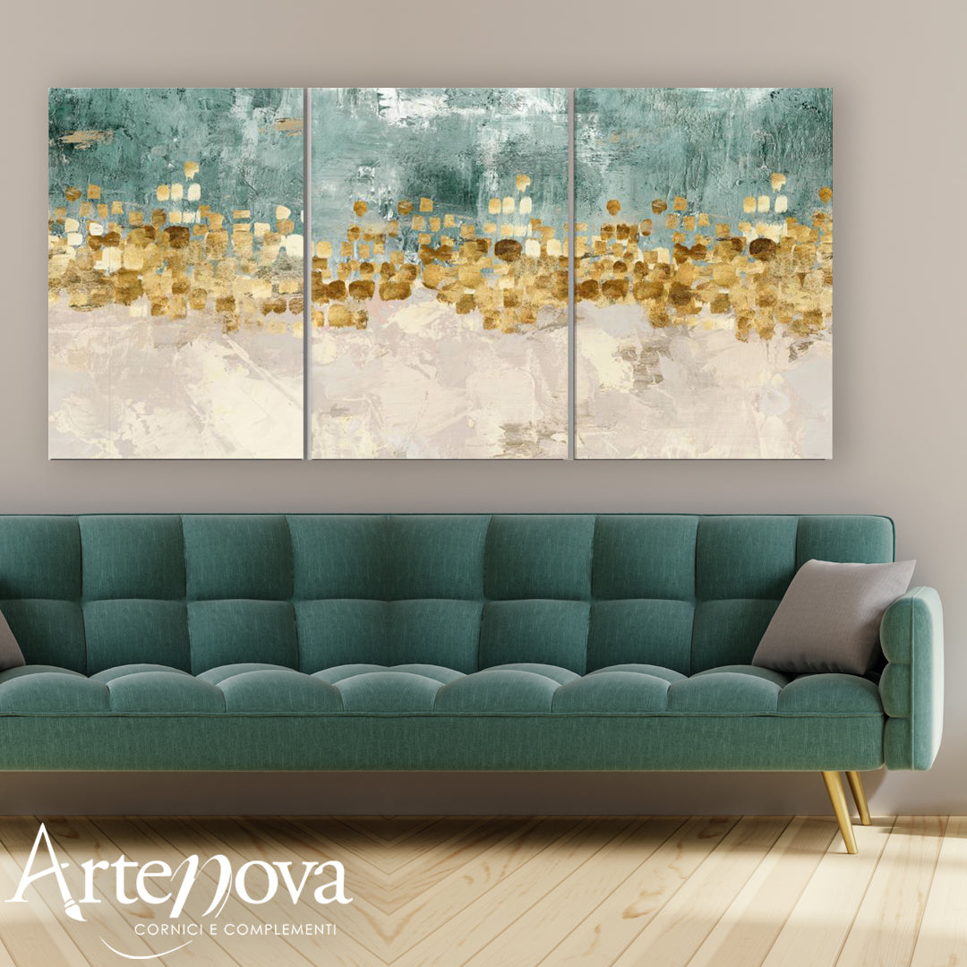 Quadro moderno Green Horizon Set da 3 pezzi